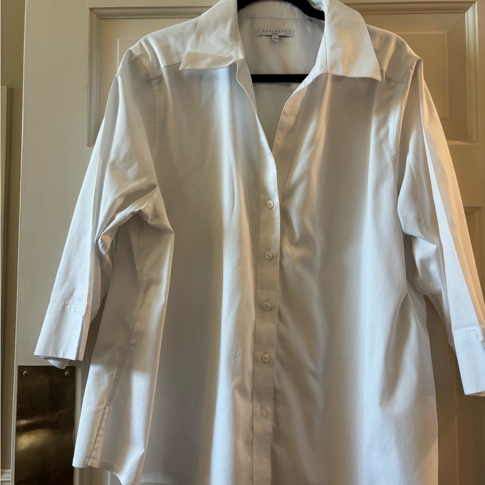 Foxcroft White Button-Front Collins de Shirt